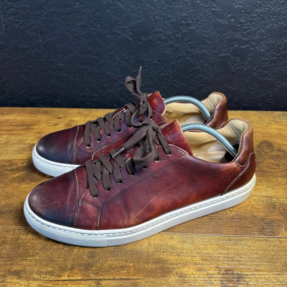 Magnanni Amadeo 22788 Brown Burnished Leather Fashion Sneakers Mens 10.5 M